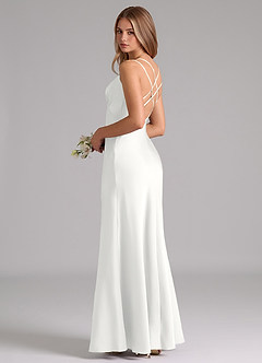 Azazie Suttona Brudtärnklänningar Klä av A-Linje i Stretch Satin Plisserad Vit image1