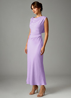 Azazie Kieryn Bridesmaid Dresses Lilac Mermaid Pleated Stretch Satin Dress image3