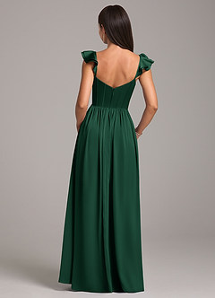 Azazie Denisse Bridesmaid Dresses Dark Green A-Line Ruched Stretch Satin Dress image2