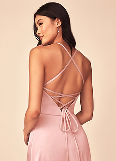Azazie Mei Šaty pro družičky A-Line Strečový satén Délka podlahy Šaty image3