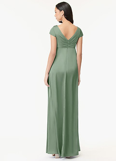 Azazie Allessia Maternity Bridesmaid Dresses A-Line Pleated Stretch Satin Floor-Length Dress image2