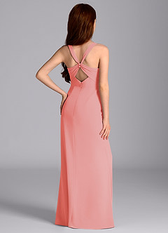 Azazie Mero Junior Coral Mermaid Pleated Chiffon Dress image2
