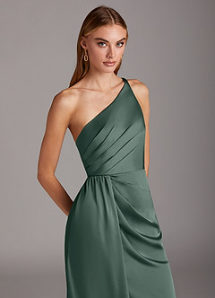 Azazie Mika Jurken voor bruidsmeisjes Jurk van Stretch Satijn met Kolom One-Shoulder Zeemos image7
