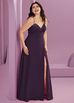Barbie ♥ Azazie Bridesmaid Dresses Plum A-Line with Pockets Chiffon Dress image3