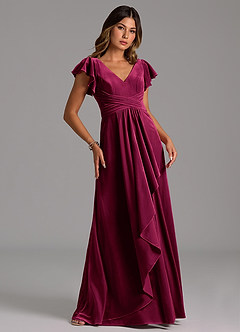 Azazie Omari Bridesmaid Dresses Cabernet A-Line Pleated Velvet Dress image5