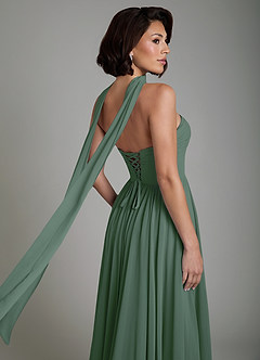 Azazie Petra Bridesmaid Dresses Eucalyptus A-Line Corset Chiffon Dress image9