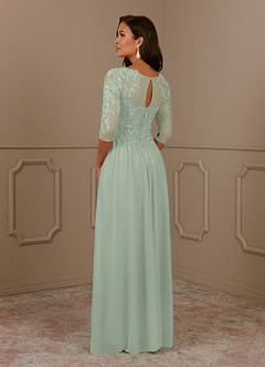 Azazie Harriet Mother of the Bride Dresses Dusty Sage A-Line Scoop lace Mesh Dress image4