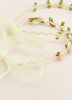 front Rosette And Pearl Wavy Flower Girl Headpiece Set