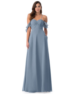 Azazie Juna Abiti da Damigella Abito Convertibile A-Line in Chiffon Increspato Blu Polveroso image4