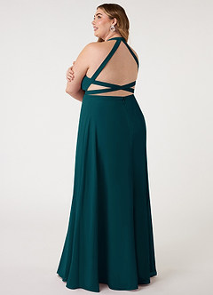 Azazie Clarice Bridesmaid Dresses Pine A-Line Halter Chiffon Dress image12