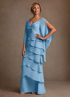 Azazie Arabinda 신부의 어머니 드레스 쉬스 셔링 쉬폰 플로어 길이 드레스 image3