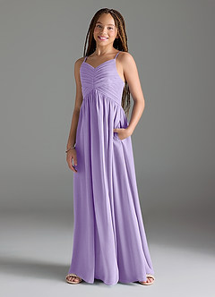 Azazie Alia Junior Lilac A-Line Pleated Chiffon Dress image4