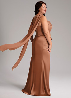 Azazie Sorrel Vestidos de damas de honor Vestido de Bronceador de Satén Elástico de Corte Sirena Convertible con Sin tirantes image8