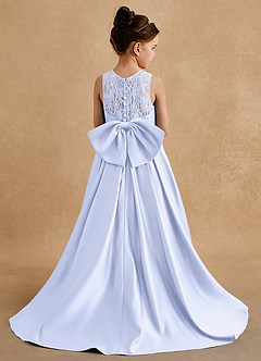 Azazie Sammy Flower Girl Dresses Lavender A-Line Lace Matte Satin Dress image1