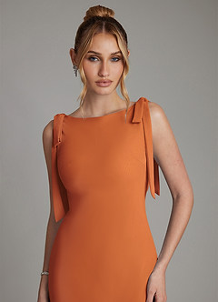 Azazie Luddie Bridesmaid Dresses Cinnamon Mermaid Bow Chiffon Dress image3