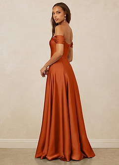 Christian Siriano Bridal for Azazie 1002 Bridesmaid Dresses Burnt Orange A-Line Off the Shoulder Stretch Satin Convertible Dress image3