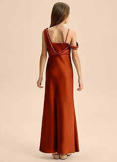 Azazie Madelyn Junior Etui Schulterfrei Stretch-Satin Kleid Paprika image2