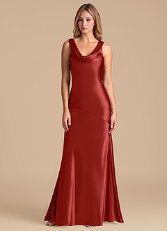 Azazie Rylina Brautjungfernkleider Meerjungfrau-Linie Metallischer Satin Kleid Rost image5