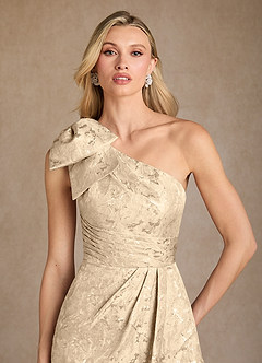 Azazie Easton vestidos de madre de la novia Vestido de Champán de Jacquard de Corte en A con Hombro unilateral image5