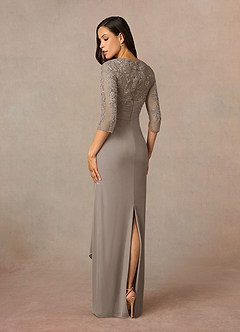Azazie Poe vestidos de madre de la novia Vestido de Gris Pardo de Encaje de Recto image4