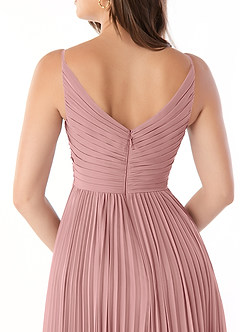 Azazie Raychelle Brautjungfernkleider A-Linie V-Hals Chiffon Kleid Altrosa image6