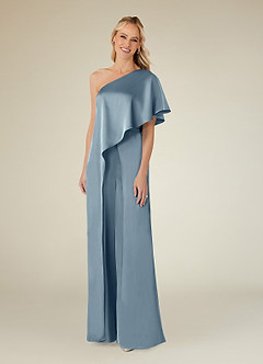 Azazie Hagretta Mother of the Bride Dresses Dusty Blue Jumpsuit/Pantsuit Stretch Satin Dress image3