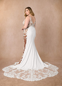 Azazie Estephanie Hochzeitskleider Meerjungfrau-Linie Pailletten Stretch-Krepp Kleid Diamantweiß Mokka image10