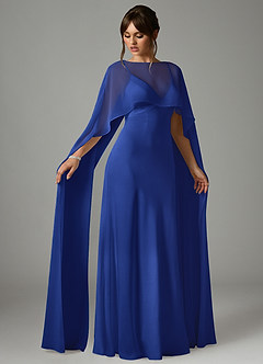 Azazie Stefania Abiti da Damigella Abito A-Line in Raso Elasticizzato Blu Reale image3