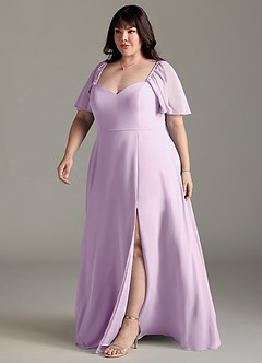 Azazie Chloe At-home Try On Dresses Terracotta A-Line Sweetheart Neckline Chiffon Dress image11