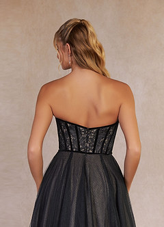 Azazie Persephone Wedding Dresses Black Champagne Ball-Gown Lace Tulle Dress image8