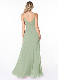 Azazie Lena Robes de demoiselle d'honneur Robe Trapèze en Mousseline de soie Dentelle Vert Sauge image2