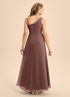 Azazie Brooke Junior Espresso A-Line Side Slit Chiffon Dress image2