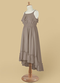 Azazie Karmen Flower Girl Dresses Taupe A-Line Ruched Chiffon Dress image11