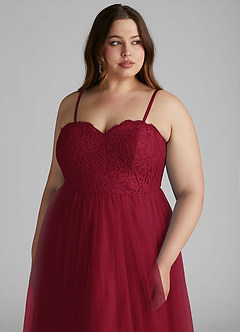 Azazie Roni Bridesmaid Dresses Burgundy A-Line Sweetheart Neckline Tulle Convertible Dress image13