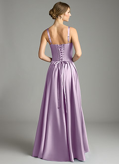 Azazie Evadina Vestidos de damas de honor Vestido de Lila Esmerilada de Satén Elástico de Corte en A con Corsé image2