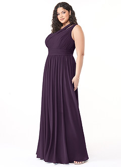 Azazie Molly Final Sale Plum A-Line One Shoulder Chiffon Dress image9