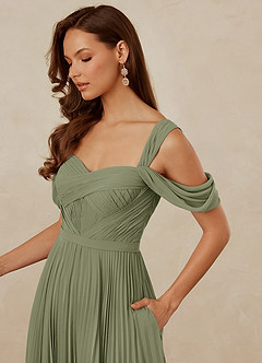 Christian Siriano Bridal for Azazie 1013 Bridesmaid Dresses Pistachio A-Line Off the Shoulder Chiffon Dress image6