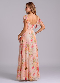 Azazie Leilani Bridesmaid Dresses Abstract Bouquet Floral A-Line Pleated Chiffon Dress image5