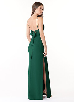 Azazie Mai Abiti da Damigella Abito Tubino in Chiffon Plissettato Smeraldo image4