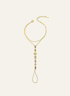 front Boho Gemstone Hand Chain Bracelet