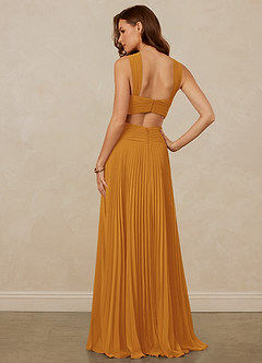 Christian Siriano Bridal for Azazie 1009 Bridesmaid Dresses Butterscotch A-Line Pleated Chiffon Dress image4