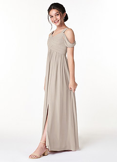 Azazie Lianne Junior Frost A-Line Off the Shoulder Chiffon Dress image3
