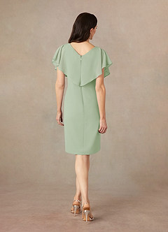 Azazie Julia Mother of the Bride Dresses Dusty Sage Sheath V-Neck Pleated Chiffon Dress image4