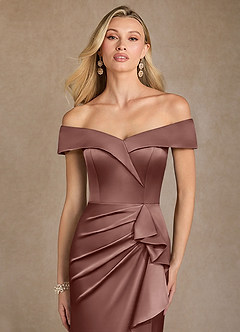 Azazie Laredo Mère de la mariée Robes Robe Sirène en Satin extensible Épaule décolletée Expresso image6