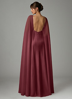 Azazie Stefania Robes de demoiselle d'honneur Robe Trapèze en Satin extensible Merlot image4