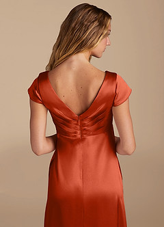 Azazie Allessia Maternity Bridesmaid Dresses A-Line Metallic Satin Floor-Length Dress image6