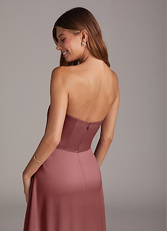 Azazie Wren Bridesmaid Dresses Amethyst A-Line Strapless Stretch Satin Convertible Dress image4