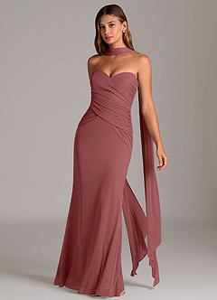 Azazie Katelyn Bridesmaid Dresses Amethyst Sheath Strapless Mesh Convertible Dress image3