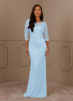 Azazie Fatemah Mother of the Bride Dresses Sky Blue Mermaid Scoop Lace Lace Dress image1