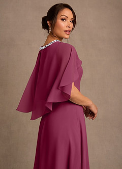 Azazie Winnifred Kleider für die Brautmutter A-Linie Mit Perlen Chiffon Kleid Maulbeerrot image5